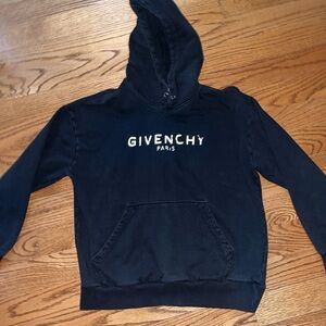 Black Givenchy Paris hoodie with white logo. Size medium